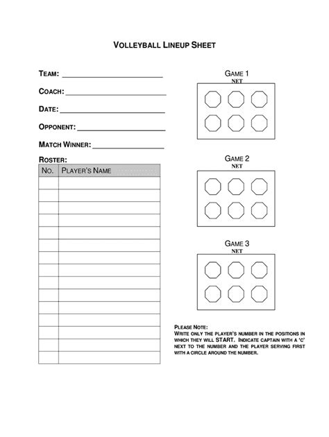 printable volleyball lineup sheet template printable world holiday