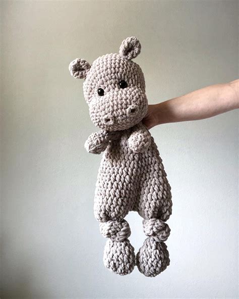extra large hippo snuggler extra large hippo lovey crochet hippo light gray etsy crochet
