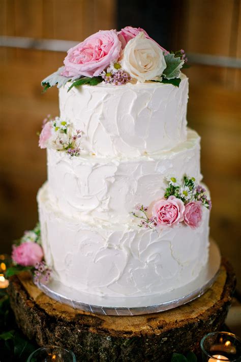 pink rose buttercream wedding cake
