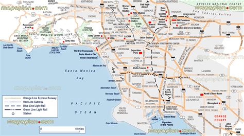 los angeles top tourist attractions map los angeles city centre