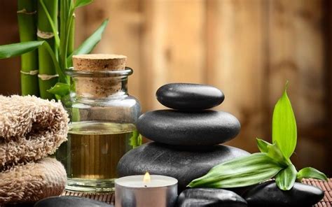spa zen stones candles bamboo ayurvedic hair oil natural home remedies ayurvedic oil