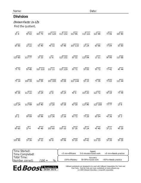 division timed test printable printable word searches