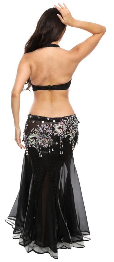Professional Egyptian Belly Dance Costume Dress In Black