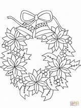 Couronne Colorier Cloches Kerstkrans Poinsettia Albanysinsanity Wreaths Kleurplaten Imprimé Riscos Vegetal Advent sketch template