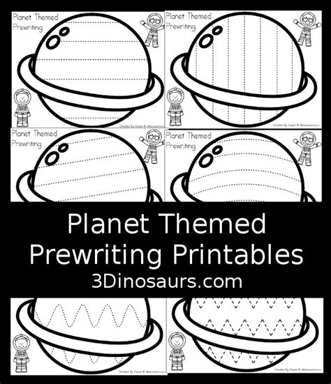 fine motor fun planet themed prewriting activity  dinosaurs