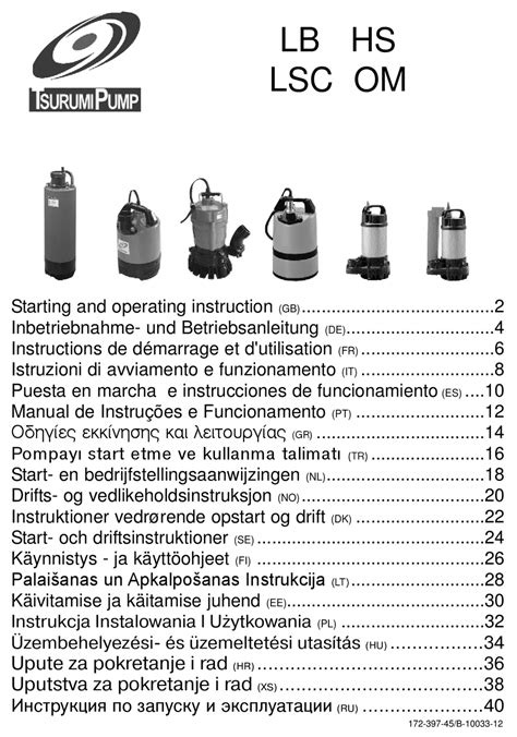 tsurumi pump lb series starting  operating instructions   manualslib