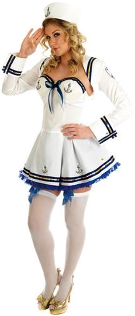 flirty sailor ladies costume hat navy uniform womens fancy dress