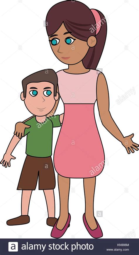 Mom And Son Cartoon Stock Vector Art And Illustration