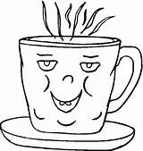 Coffee Coloring Pages Christmas Cups Cup Cartoons Objects Template Colouring Cartoon Mugs sketch template