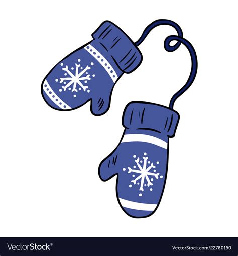 cartoon mittens colorful winter doodles royalty  vector