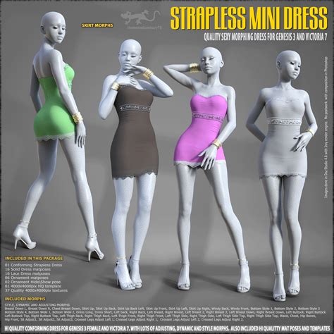 Strapless Mini Dress For G3 And V7 3d Figure Assets Hameleon