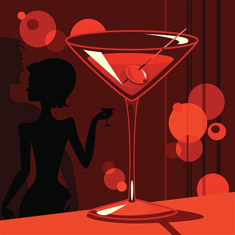 Best Silhouette Of Woman In Martini Glass Illustrations Royalty Free