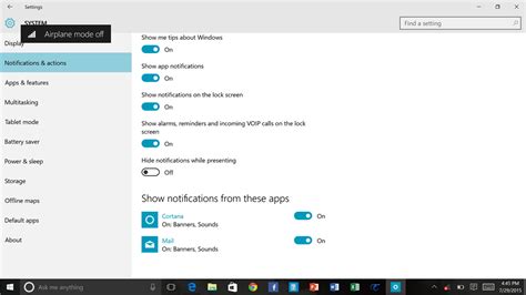 windows  notification settings  showing apps