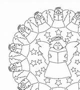 Coloring Angels Singing Christmas Mandala Pages sketch template