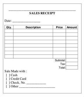receipt form  shown  black  white