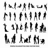 Silhouettes People Vector Vectors Pack Ornaments Illustrations sketch template