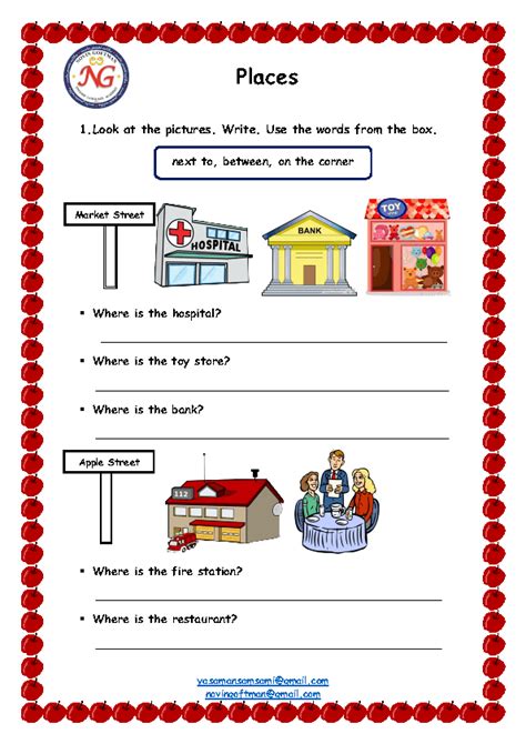 places worksheet worksheets esl worksheets vocabulary worksheets