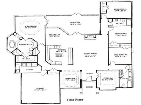 simple  bedroom ranch house plans