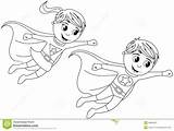 Superhero Coloring Kid Flying Dreamstime Pages Baby Clipart sketch template