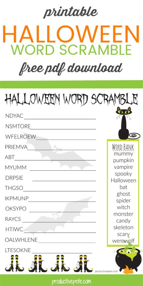 printable halloween word scramble   kids productive pete