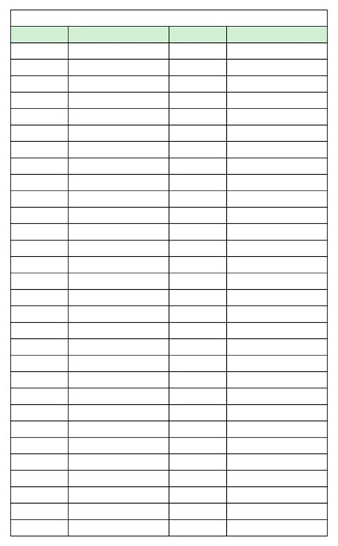 blank  column chart printable printable chart writing paper