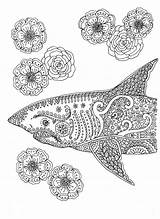 Shark Coloring Pages Adult Colouring Printable Instant Etsy Sea Advanced Adults Detailed Color Beach Mandala Zentangle Coloriage Artist Para Colorir sketch template