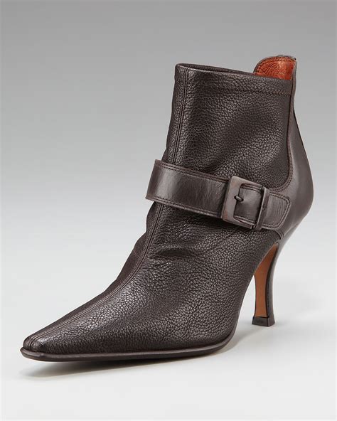donald  pliner pointed toe buckle boot  brown espresso lyst