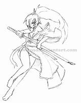 Lineart Samurai Maid Zend Deviantart sketch template