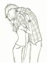Drawing Boy Girl Anime Holding Friends Hands Friend Couple Walking Cute Sad Drawings Short Easy Guy Behind Hugging Sketch Boys sketch template