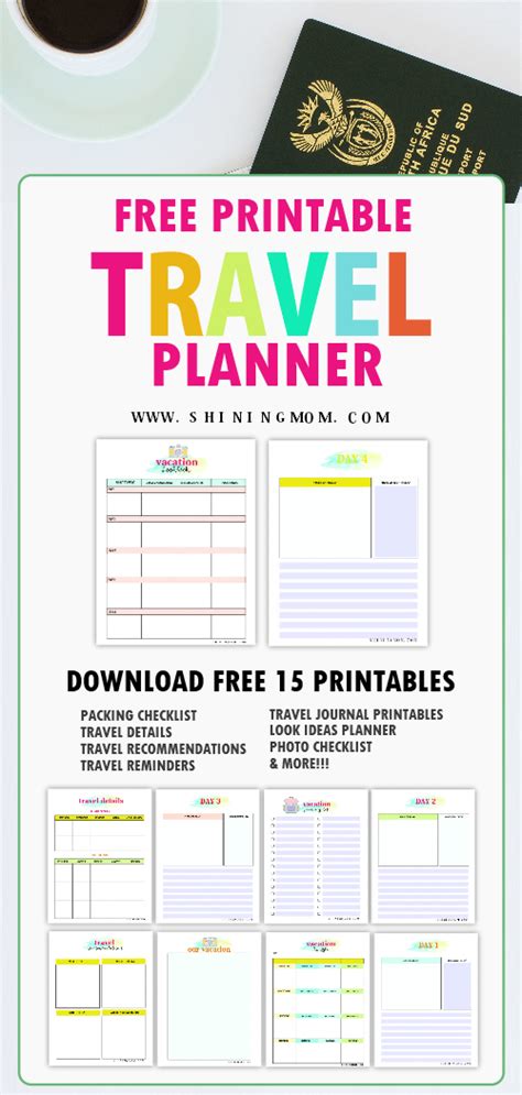 trip planner printables    vacation travel