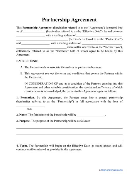 partnership agreement template fill  sign