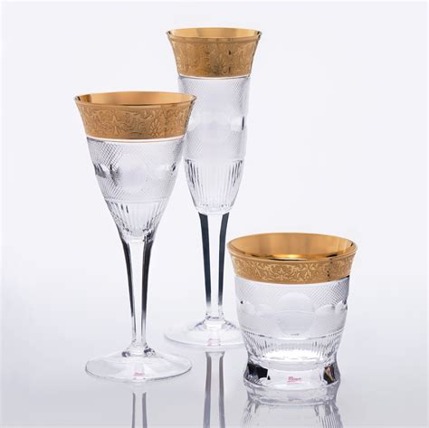Moser Splendid Wine Glass 200 Ml Gold Olive Cut Evitro