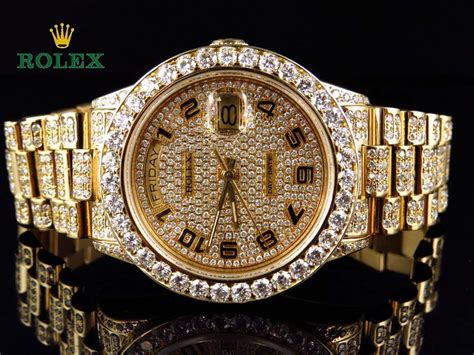 Mens 41mm Iced Out 19ct Rolex Day Date 18kt Gold President Etsy