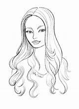 Hair Coloring Pages Long Hairstyle Girl Drawing Sketches Drawings Fashion Braid Lucky Sketch Hairstyles Haircut Printable Style Heather Fonseca Illustration sketch template