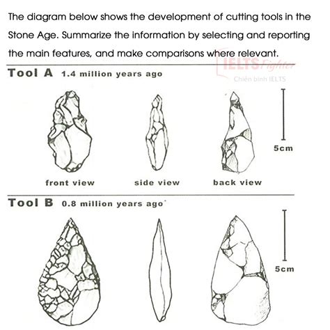 ielts writing task   development  cutting tools   stone age
