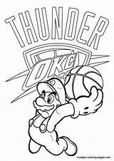 Coloring Pages Thunder Oklahoma City Nba Logo Mario Okc Maatjes Printable Basketball Lakers Spurs Drawing San Antonio Super Print Getcolorings sketch template
