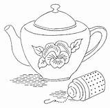 Embroidery Teapots Coloring Teapot Pages Coffee Tea Vintage Pots Flickr Patterns Designs Applique Hand sketch template