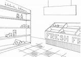 Empty Mall sketch template