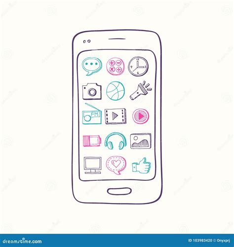 vector el smartphone dibujado mano  los elementos del icono del app