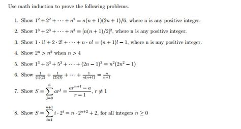 Use Math Induction To Prove The Following Problems