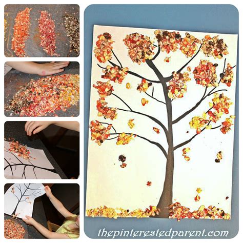 colored oats fall tree craft  pinterested parent