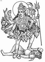 Mahakali Hindu Chakra Colouring Hinduism Mygodpictures Durga Elephant Frog sketch template