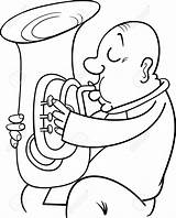 Coloring Musician Tuba Trumpeter Stock Illustration Getdrawings Depositphotos Drawing Playing Cartoon Izakowski 31kb 1024px sketch template
