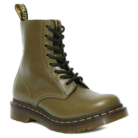 dr martens  pascal wanama womens leather  eyelet boots olive