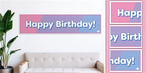 happy birthday banner pink  blue twinkl party