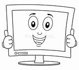 Computadora Computadoras Animada Dello Coloritura Felici Schermo Tavolino Pollici Triazs Monitores Animati Personaggio Cartoni Smiling sketch template