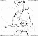 Hillbilly Man Rifle Redneck Clipart Outlined Carrying Cartoon Royalty Djart Vector Dennis Illustration Cox Background sketch template