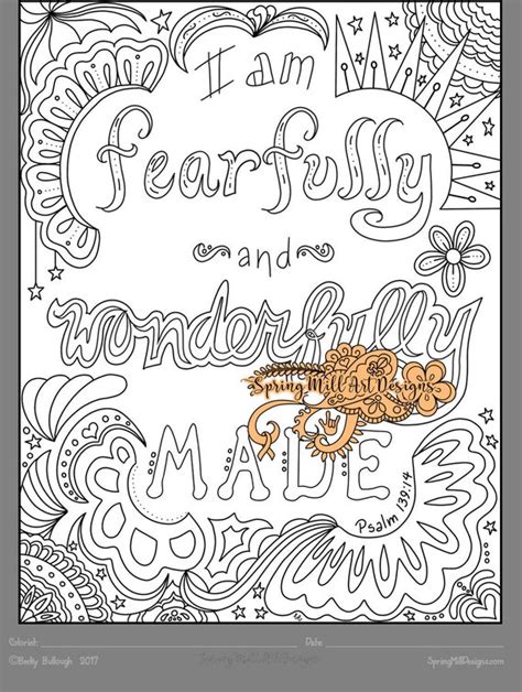 christian coloring page   fearfully  wonderfully etsy