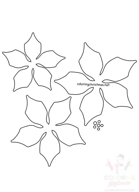 easy paper poinsettia flowers template coloring christmas