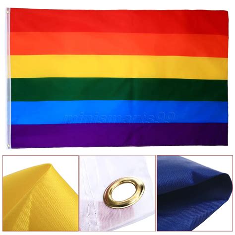 free shipping 90x150cm rainbow flag 3x5ft polyester lesbian gay pride